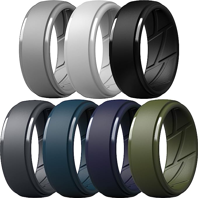 ThunderFit Silicone Ring Men, Breathable with Air Flow Grooves