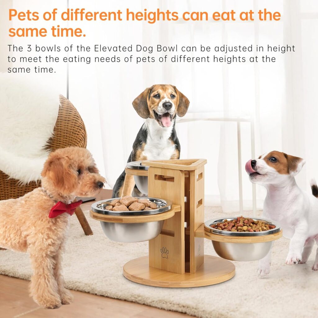 JAZUIHA Elevated Dog Bowls with 3 pet Food Bowls