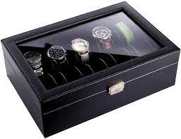 Watch Box Watch Case,Slot PU Diamond Pattern Leather Men's Watch Case For  Large Jewelry Storage for Men or Women (Color:Black) : Amazon.co.uk: Fashion